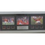 Manchester United 'Theatre of Dreams' limited edition film cell print montage (70/1000), 27 x 83cm.