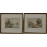 Henry John Kinnaird (b1880) pair of watercolours of riverside farming scenes,