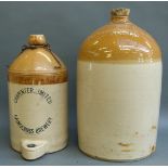 Two stoneware flagons, Stroud Brewery and Carpenter Ltd Cainscross,