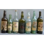 Seven Stroud Brewery Co Ltd spirit bottles including Brandy, Tawny Port, Scotch whisky x2,