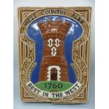 A West Country Ales Best in the West ceramic plaque (would have been inset into the wall of a