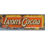 A vintage Lyon's Cocoa enamel advertising sign,