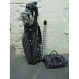 A set of Regency golf clubs in bag with matching carry bag and ball collector.
