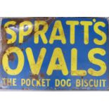 A vintage Spratt's Ovals, the pocket dog biscuit enamel advertising sign,