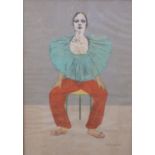 Francesco Messina signed limited edition print (3/30) of a seated female Pierrot clown,