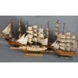 Four decorative sailing ships
