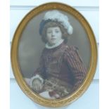 Richard Hall, Gloucester, portrait of a boy with sword, in oval frame, maximum overall diameter 28.