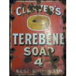 A vintage Cleaver's Terebene Soap enamel advertising sign,