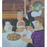Beryl Cook 'Dining in Paris' signed print with blind stamp lower left,