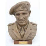 A bronzed bust of Field Marshal Montgomery sculpted by Constance Freedman, FRBS, cast by Paul Lewis,
