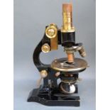 A cased Leitz Wetzlar binocular microscope with Chards London decal,
