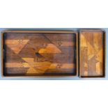 Two inlaid/parquetry trays,