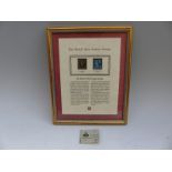 A framed GB 1d black and 2d blue and a stamp booklet