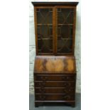 An astragal glazed bureau bookcase,