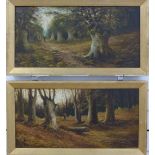 J Williamson pair of early 20thC oils on canvas 'Burnham Beeches', and 'Victoria Beeches,