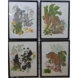 A set of four Anthony Young wildlife prints,