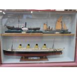 Three scratch built model ships White Star Line Titanic, Paddle Steamer 1870 and SS Gem 1881,