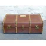 An ash bound steamer or travelling trunk,