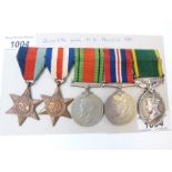 WWII medal group awarded to gunner H.D.