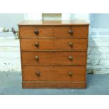 A 19thC mahogany chest of two over three graduated drawers,