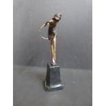 A bronzed Art Deco dancer on original plinth,