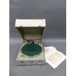 WWI Naval aluminium cased portable gramophone 'The Winston' also marked Manufacturers Portogram