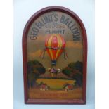 A wooden George Blunt's balloon flight sign,