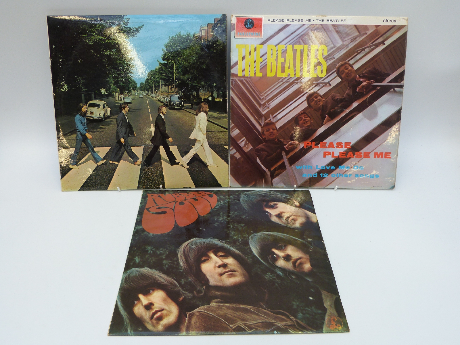 A case of albums of mixed genres including The Beatles (3),