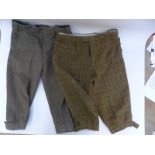 Two pairs of gentleman's tweed breeks one pair by Glengarnock the other by Lynton, both 38 waist.