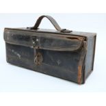 WWII military motorcycle tool box with embossed date 1943 and ministry arrow,