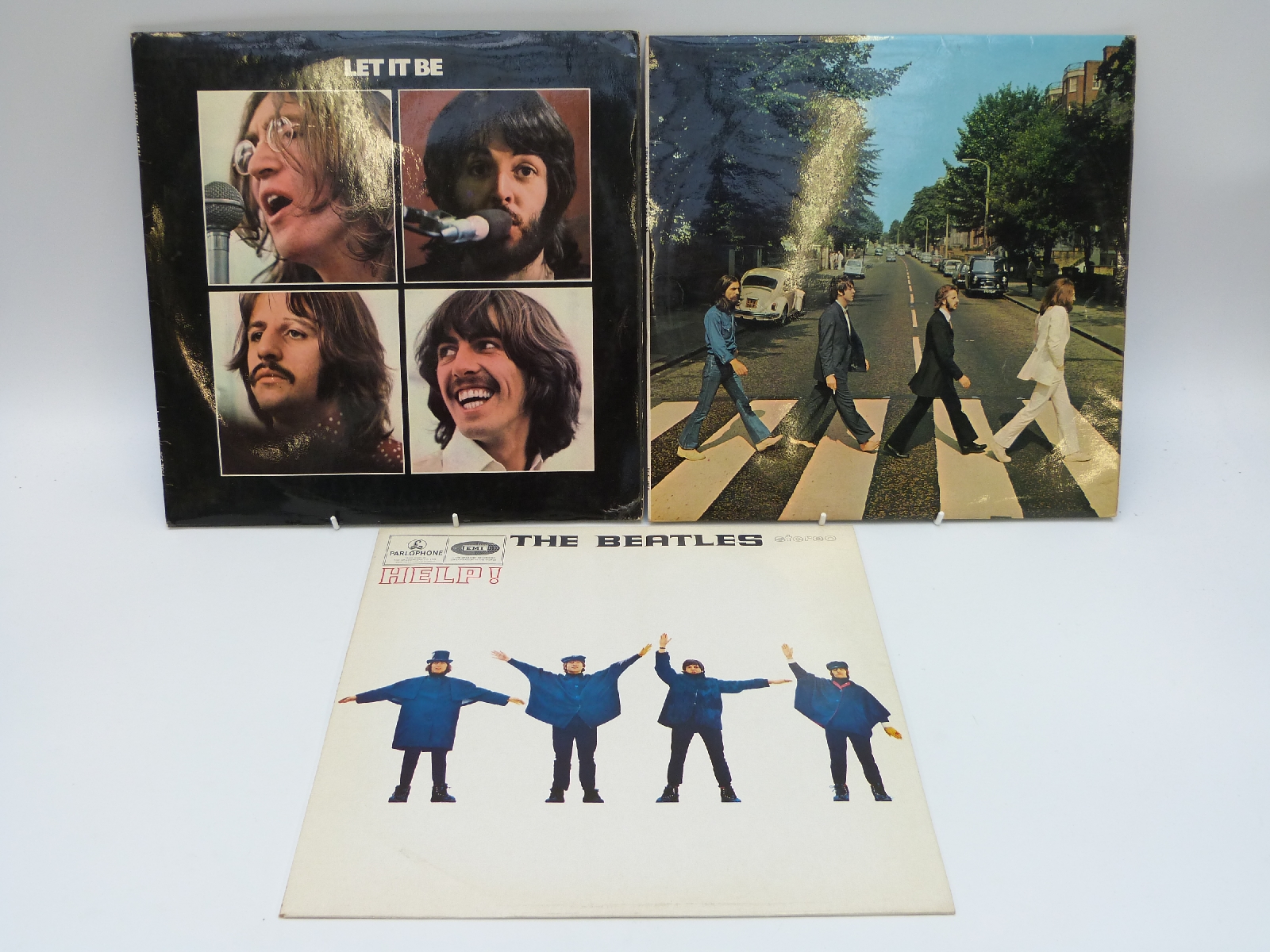 A box of albums including The Beatles,