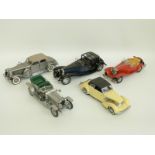 Five Franklin Mint diecast model cars comprising 1935 Mercedes-Benz 500K Special Roadster,