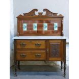 A late 19th/early20thC marble topped tile back washstand with two drawers and cupboard to base,