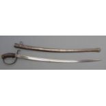 Prussian 1889 pattern trooper's cavalry sword with ribbed composite angle pistol grip,