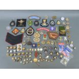 A quantity of military cap badges including 11th Hussars, 10th Hussars, Cyprus Regiment,