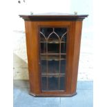 A 19thC astragal glazed mahogany hanging corner cupboard,