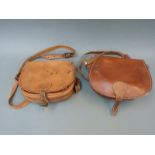 Two vintage brown leather cartridge / shooting bags