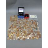 Supermarine Spitfire silver cufflinks, WRU pendant, amateur coin collection including some silver,