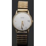 Buren Intra-Matic 9ct gold gentleman's automatic wristwatch with date aperture,