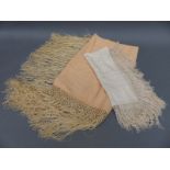 Two silk fringed squares,