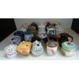 A large collection of honey pots including Minton, retro examples,