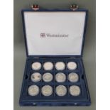 Thirty six commemorative USA silver dollars in Westminster case,