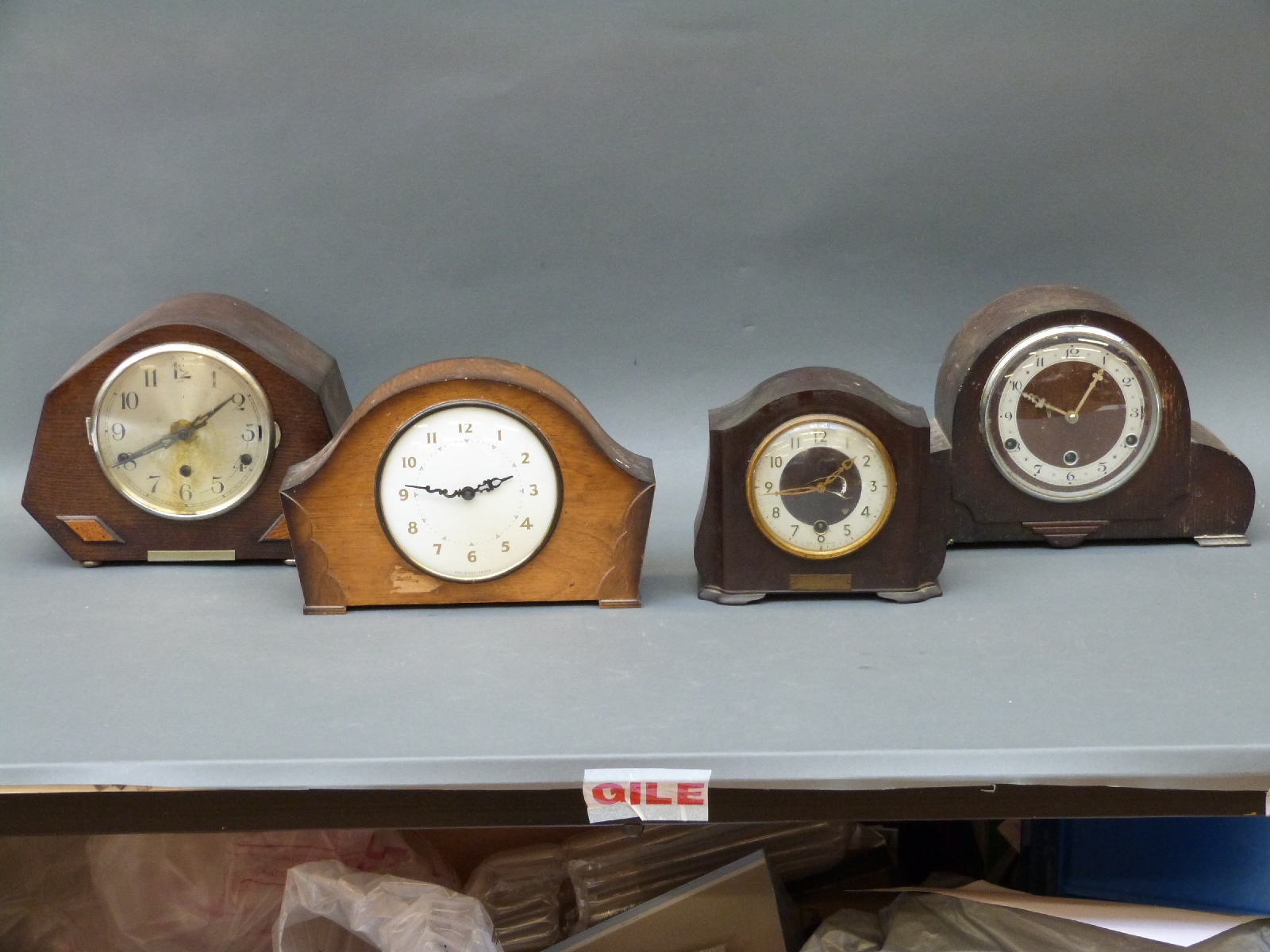 Three British made 1930s mantel clocks including a single train bakelite example,