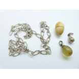 An ivory egg pendant with screw top, L20 x W11mm,