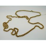 A yellow metal Victorian necklace made up of circular links, 14.