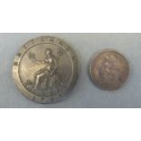 George III 1797 cartwheel penny and a George IV 1826 farthing