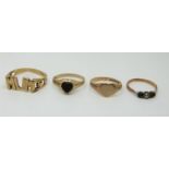 A 9ct gold and silver ring,