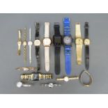 Fifteen various wristwatches including Seiko, Rotary, Oris,