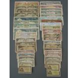 Over forty various banknotes, largely Japanese,