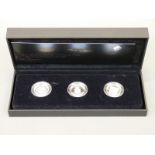 A cased 30th Anniversary of the £1 coin silver proof three coin set,